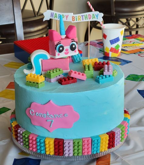 UniKitty Lego Cake Unikitty Cake, Unikitty Lego, Lily Cake, Minecraft Birthday Cake, Lego Cake, Lego Birthday, Minecraft Birthday, Cat Cake, Butter Cake