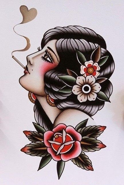 Traditional Tattoo Woman Face, Traditional Tattoo Woman, Traditional Tattoo Drawings, Illusion Tattoos, Optical Illusion Tattoos, Face Tattoos For Women, Traditional Tattoo Inspiration, Traditional Tattoo Designs, Tattoo Apprenticeship