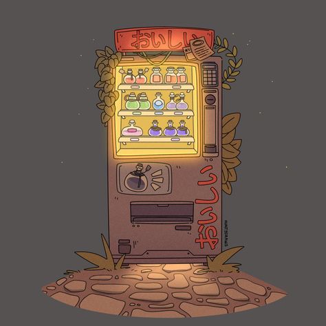 Machine Drawing, Drawing Programs, Stall Designs, Cyberpunk City, Google Lens, Character Design Animation, Art Style Inspiration, Art Archive, Vending Machine