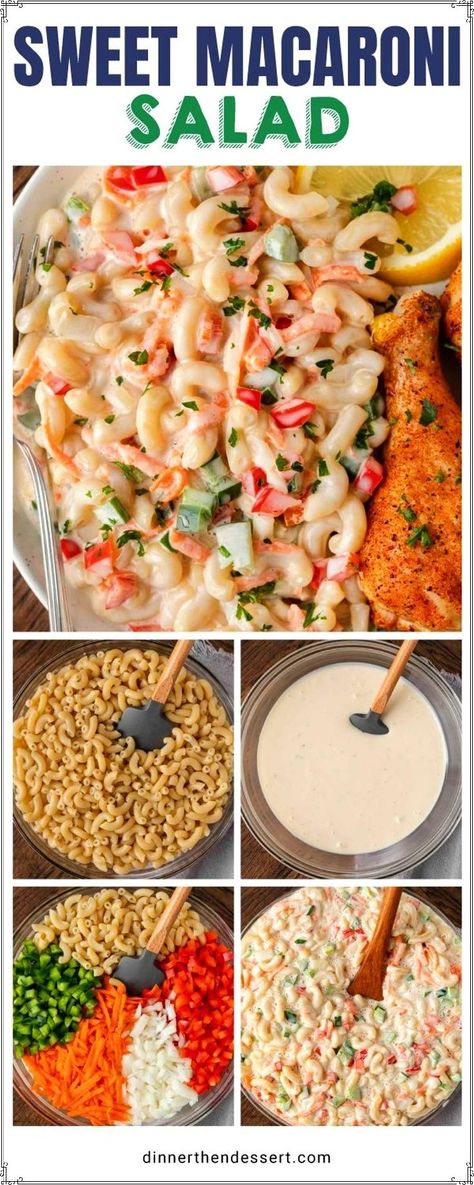 Sweet Macaroni Salad is a rich and creamy twist on a classic with a secret ingredient. It’s the perfect side dish for a summer party or BBQ! Like Classic Macaroni Salad, this recipe uses tender elbow macaroni, crunchy veggies, and a creamy dressing. Sweet Macaroni Salad, Sweet Pasta Salads, Elbow Macaroni Recipes, Macaroni Salad Ingredients, Creamy Macaroni Salad, Slow Cooker Appetizers, Classic Macaroni Salad, Crunchy Veggies, Best Macaroni Salad