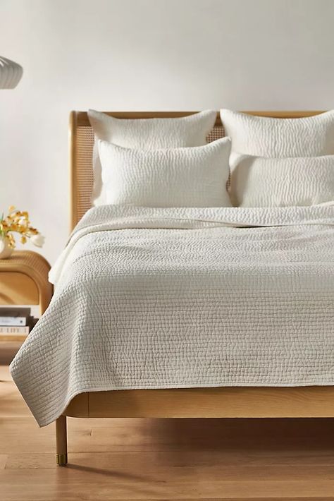 Unique Quilts & Bedding Coverlets | Anthropologie Anthropologie Bedding, Linen Comforter, Perfect Bedding, Cozy Pillow, Unique Beds, Pillow Texture, Linen Duvet Covers, Types Of Beds, Linen Duvet