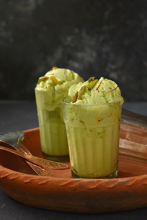 Savory Bites Recipes Sharjah Shake, Pista Ice Cream, Ice Cream Pistachio, Saffron Ice Cream, Ice Cream Snap, Ice Cream Shake, Ice Cream Mix, Easy Meal Ideas, Homemade Ice Cream Recipes