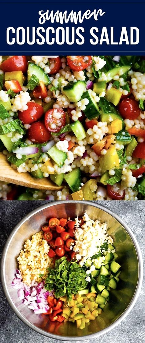 Savor the taste of summer with this vibrant couscous delight, perfect for warm days and outdoor gatherings. Bursting with fresh herbs, crisp vegetables, and a zesty dressing, this dish is not only refreshing but also incredibly easy to prepare. Ideal for picnics, barbecues, or a light lunch, it brings a touch of Mediterranean sunshine to your table. Enjoy the simplicity and flavor of this seasonal favorite that will leave everyone asking for seconds. Summer Couscous Salad, Summer Couscous, Perfect Baked Chicken Breast, Mediterranean Couscous Salad, Couscous Salad Recipes, Salad Summer, Couscous Salat, Couscous Recipes, Couscous Salad