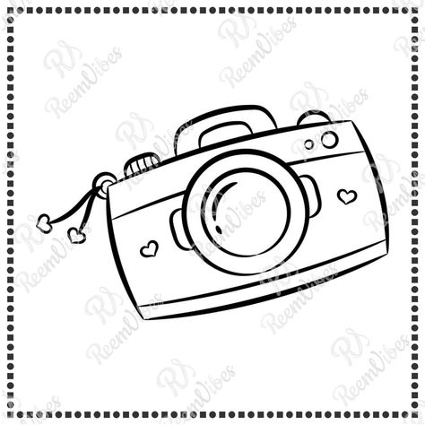 Printable cartoon of a cute camera drawing sketch for coloring Camera Sketch Simple, Cute Camera Drawing, Camera Drawing Sketches, Sketch For Coloring, Camera Sketch, Plane Drawing, Sketch Simple, Cute Questions, Camera Drawing