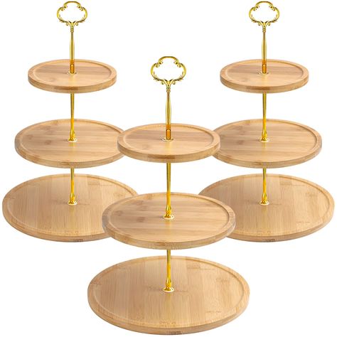 PRICES MAY VARY. Package Including: you will receive 3 packs of wood dessert table cupcake stands with golden crowns, sufficient quantity of 3 tier wood serving stands is retro and vintage, which can meet your needs in different occasions Suitable Size: this farmhouse tiered cupcake holder consists of 5.8 inch, 7.8 inch and 9.8 inch round wooden trays, with each side perfectly balanced to prevent them from tipping over on the kitchen counter or table Easy to Assemble: this 3 tier tray serving st Dessert Table Ideas Engagement Party, Cupcake Display Ideas Wedding, Bridal Shower Food Table Display, Cupcake Stands For Weddings, Cupcake Display Ideas, Wedding Cupcake Table, Baymax Party, Dessert Tables Wedding, Dessert Table Decorations