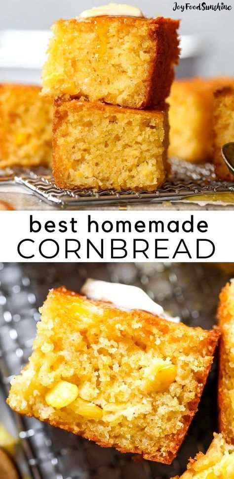 Best Homemade Cornbread, Cornbread Recipe From Scratch, The Best Cornbread, Best Cornbread, Best Cornbread Recipe, Cornbread With Corn, Cornbread Recipe Sweet, Moist Cornbread, Cornbread Easy