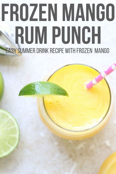 This Frozen Mango Coconut drink is a healthier cocktail with frozen mango, lime juice and coconut rum for a refreshing summer drink! Enjoy this creamy, bright drink and get tips on how to make a healthy summer cocktail. Mango Rum Drinks, Coconut Daiquiri, Mango Punch, Healthy Drink Recipes Smoothies, Jamba Juice Smoothies, Coconut Rum Drinks, Healthy Cocktail Recipes, Frozen Drinks Alcohol, Mango Daiquiri