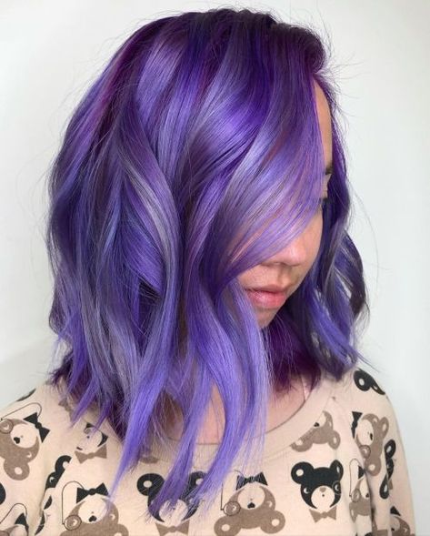 Different Shades Of Purple Hair, Shades Of Purple Hair, Purple Brown Hair, Purple Hair Color Ideas, Pastel Purple Hair, Different Shades Of Purple, Unnatural Hair Color, Purple Hair Color, Natural Brown Hair