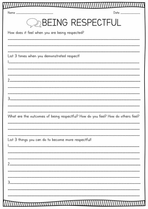 Psychology Worksheets Printables, Free Self Esteem Worksheets Printables, Respect Therapy Activities, Respect Worksheets Printables, Family Therapy Worksheets Printables, Respect Coloring Pages Free Printable, Kindness Worksheets Free Printable, Spirituality Worksheets, Respect Coloring Pages