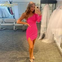 Hot Pink Homecoming, Hot Pink Homecoming Dress, Sequin Homecoming Dress, Sequin Dress Short, Beaded Party Dress, Professional Dress, Cheap Homecoming Dresses, Pink Homecoming Dress, Party Dresses Online