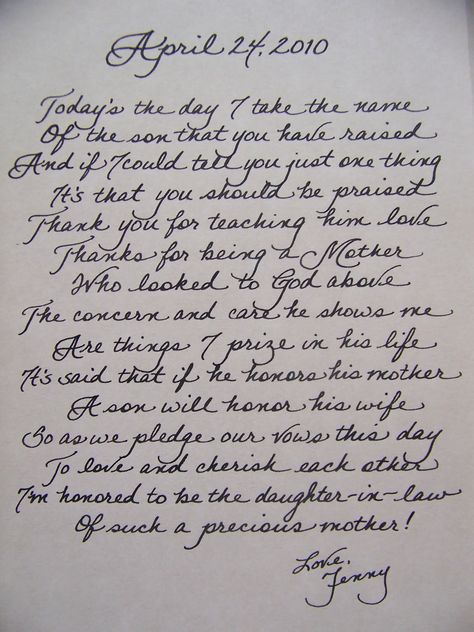 Love this idea of writing a heart-felt letter to the mother of the groom on such a special day. When her son becomes your husband, thank her for raising him to be the man of your dreams. Encouragement Ideas, Wedding Vows For Her, Vows For Her, Wedding Vows To Husband, Wedding Day Quotes, Wedding Letters, Felt Letters, Wedding Vows, Felt Hearts