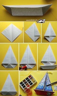 Paper boats Boat Crafts, Origami Boat, Summer Crafts For Kids, Paper Boat, Camping Crafts, Paper Crafts Diy Kids, Origami Crafts, Preschool Art, Craft Activities For Kids