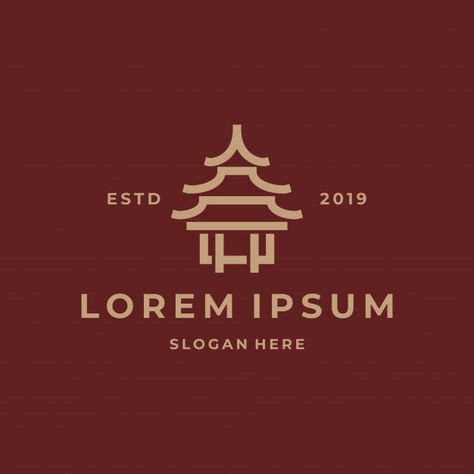 Chinese Style Logo, Logo Design Japan, Chinese Restaurant Logo, Building Japan, Herbal Logo, Chinese Logo, Temple Logo, Japan Logo, Japanese Logo