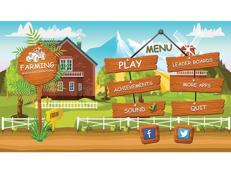 Farming Game Ui/UX Farming Game, Ui Buttons, Game Map, Map Ideas, Pixel Game, Farm Games, Ui Game, Gaming Banner, Game Interface