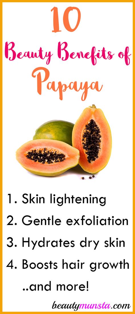 10 Beauty Benefits of Papaya for Skin & Hair - beautymunsta - free natural beauty hacks and more! Papaya For Skin Lightening, Benefits Of Papaya For Skin, Papaya Skin Benefits, Papaya Soap Benefits, Papaya For Skin, Papaya Face Mask, Benefits Of Papaya, Papaya Facial, Papaya Benefits