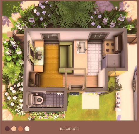 Sims 4 Micro Home Layout, Micro Home Sims 4, Sims 4 Micro House, Sims 4 Loft, The Sims 4 Builds, Sims 4 Houses Layout, Sims 4 Rooms, Blocksburg Room Ideas￼, Sims Freeplay Houses