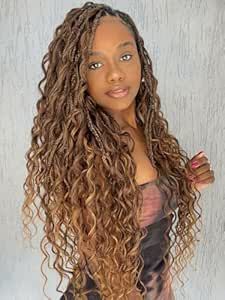 18 Inch 7 Packs Boho Box Braids Crochet Hair for women Goddess Box Braids with Curly Ends Bohemian Crochet Braids Synthetic Braiding Hair Extensions, M33/30/27 Blonde Braiding Hair, Braids With Curly Ends, Box Braids Crochet, Goddess Box Braids, Synthetic Braiding Hair, Braiding Hair Extensions, Bohemian Braids, Daily Hairstyles, Fulani Braids