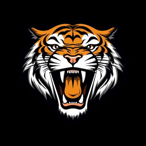 Tiger logo design with intricate details... | Premium Vector #Freepik #vector #tiger #tigris #bengal-tiger #tigre Angry Tiger, Tiger Vector, Coral Draw, Tiger Illustration, National Animal, Tiger Logo, Tiger Art, Tiger Head, Animal Tattoos