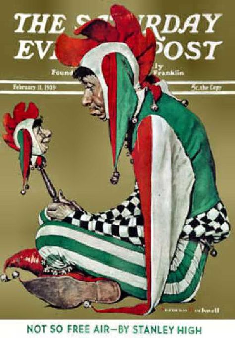 Jester 1939 Norman Rockwell Art, Saturday Evening Post Covers, Pierrot Clown, The Saturday Evening Post, Saturday Evening Post, Evening Post, February 11, Art Et Illustration, Norman Rockwell