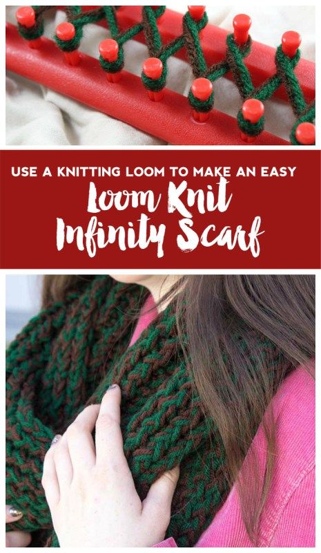 Knit up a warm and fun infinity loom knit scarf in just a few hours! A great project for beginners to create stunning hand made gifts in half the time! - How to use a Knitting Loom | Beginner Project | Long Loom | Handmade Gifts | Do It Your Freaking Self Loom Knit Scarf, Loom Knitting Scarf, Loom Knitting For Beginners, Tricotin Long, Loom Scarf, Loom Knitting Tutorial, Loom Knit Hat, Loom Knitting Stitches, Infinity Scarfs