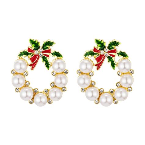 PRICES MAY VARY. [Unique Christmas Gifts for Women] - Perfect christmas gifts for mom, mother-in-law, grandma, sisters or anyone you love. These christmas-themed wreath earrings are sure to catch everyone's attention during the festive season. [Customized Christmas Earrings] - Adorable and charming stud christmas wreath earrings, adorned with simulated pearls. Adding a touch of holiday spirit to any outfit or accessory. A nice costume jewelry for women christmas. [Premium Materials, Fine Workman Cute Christmas Accessories, Christmas Gifts For Christian Women, Cute Christmas Earrings, Christmas Wreath Earrings, Gold Christmas Wreath, In Law Christmas Gifts, Christmas Beading, Wreath Earrings, Christmas Attire