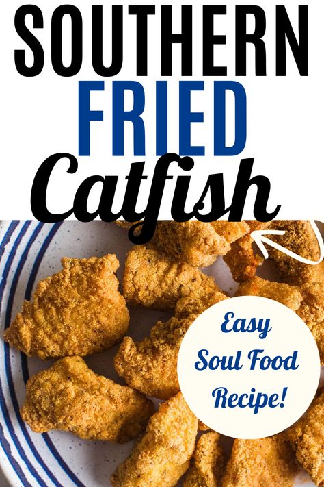 This Southern Fried Catfish has a crispy golden brown cornmeal crust and is seasoned to perfection with fish fry seasoning. It's a real crowd-pleaser and the best recipe for fish fries or a cookout! Serve it with spaghetti, red beans and rice, coleslaw, and a slice of white bread for a tried and true down home southern meal. Fish Cornmeal Recipe, Fried Catfish Recipe Southern, Deep Fried Catfish, Easy Fried Fish, Southern Fried Fish, Deep Fried Pork Chops, Spaghetti Red, Fish Fry Seasoning, Fried Catfish Recipe