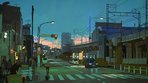 Drawing Buildings, Environment Painting, Bg Design, Color Script, City Street, Digital Art Illustration, Visual Development, Art And Illustration, 판타지 아트