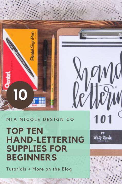 The top 10 basic hand-lettering tools every beginner must have to get started. Also on the blog, make sure to grab my free mini hand-lettering 101 workbook to help you practice faux calligraphy. #basicletteringsupplies #howtohandletter #handletteringtools #letteringpracticesheets #handlettering Basic Hand Lettering, Hand Lettering 101, Tombow Brush Pen, Faux Calligraphy, Muscle Memory, Art And Craft Design, Keeping A Journal, Grid Paper, Lettering Styles