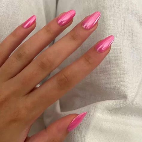 Pink Chrome Nails, Baby Pink Nails, Hot Pink Nails, Pink Chrome, Soft Nails, Nail Jewelry, Sparkly Nails, Pink Acrylic Nails, Dream Nails