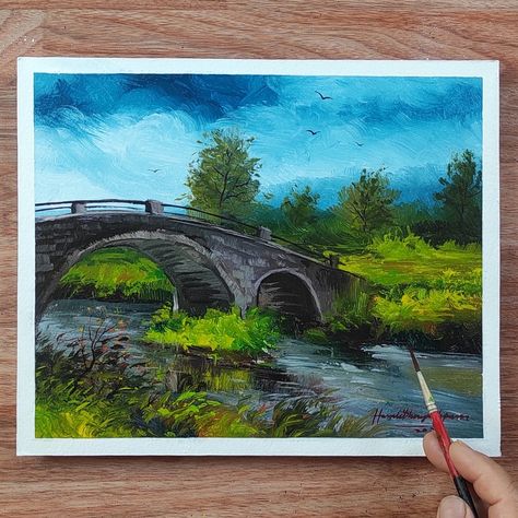 New acrylic landscape painting 🎨😍 | landscape art | New acrylic landscape painting 🎨😍 | By Hamlet Shougrakpam Art Easy Landscape Paintings, Acrylic Landscape, Workshop Ideas, Landscape Paintings Acrylic, Painting On Paper, Painting Landscape, Amazing Art Painting, Water Painting, Art Painting Acrylic