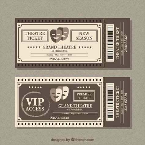 Theatre Ticket Design, Theater Ticket, Theatre Ticket, Ticket Template Free, Theatre Tickets, Zestaw Ikon, Vintage Ticket, Ticket Design, Theater Tickets