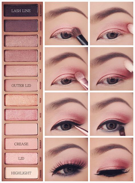 Naked 3 palette. Gorgeous look, although I could never pull it off, since pink eyeshadow makes me look dead. Make Up Mata, Eyeshadow Tutorial For Beginners, Mekap Mata, Pink Eye Makeup, Pink Eye, Makeup Palettes, Smink Inspiration, Makijaż Smokey Eye