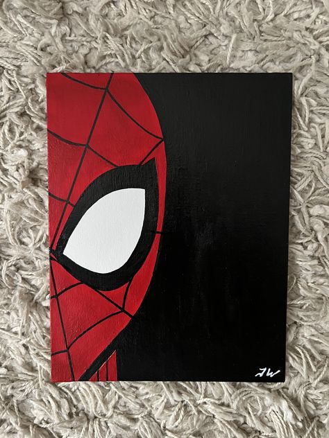 Spiderman Canvas Art, Spiderman Painting, Spiderman Canvas, Cute Easy Paintings, Seni Dan Kraf, Canvas Drawing, Simple Canvas Paintings, Cute Canvas Paintings, Canvas Drawings