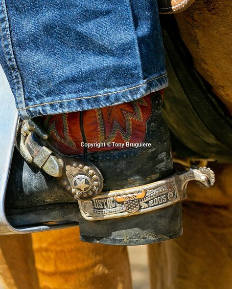 Cowboy boots,chaps, and spurs. | Tony Bruguiere Boots With Spurs, Team Roper, American Cowboy, Mama Style, Gold And Silver, Cowboy Boots, A Team, Cowboy, Wallet