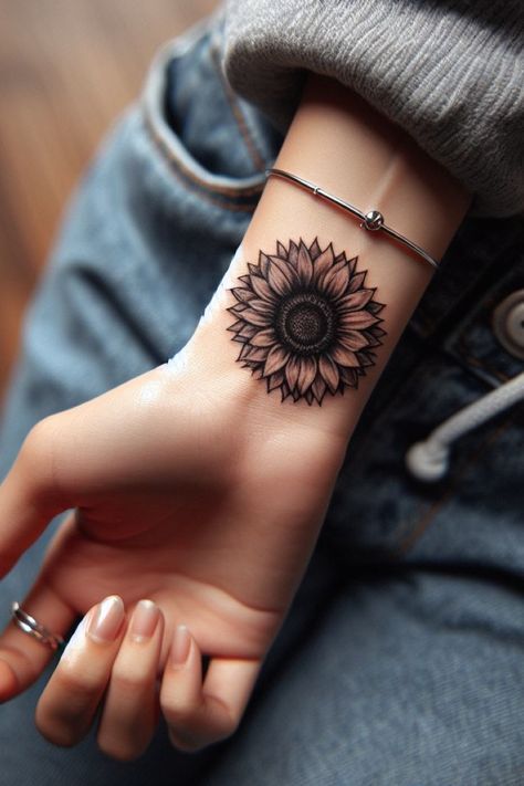 Mini Sunflower Tattoo, Tattoo Ideas Women Arm, Tattoos Men Shoulder, Tattoos Women Arm, Arm Tattoos Women, Shoulder Tattoos Men, Female Arm Tattoos, Men Shoulder Tattoo, Women Arm Tattoo