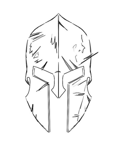 Spartan Tattoo Stencil, Spartan Helmet Drawing, Spartan Drawing, Spartan Tattoo Design, Roman Tattoo Ideas, Spartan Helmet Tattoo, Helmet Drawing, Spartan Tattoo, Warrior Drawing