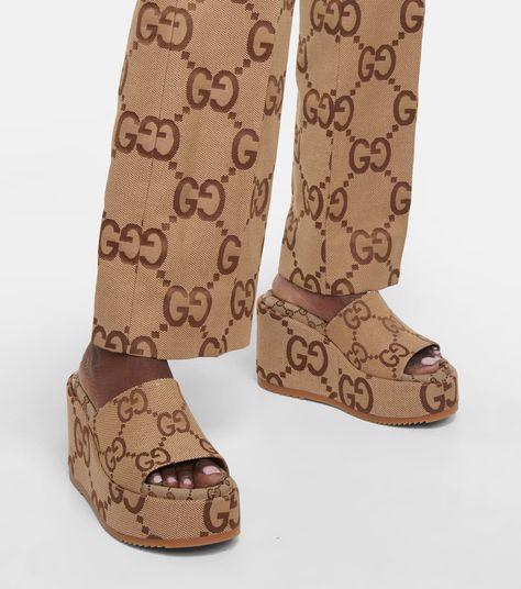 Gucci - Jumbo GG wedge platform sandals | Mytheresa Wedge Platform Sandals, Un Sustainable Development Goals, Shoes Gucci, Sustainable Development Goals, Together We Can, Platform Wedges, Designer Brands, Platform Sandals, Fall In Love