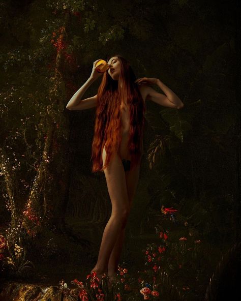 Eva Eve Photoshoot, Dark Pop, Female Art Painting, Occult Art, Character Sketches, Adam And Eve, Art Videos, Redheads, Female Art