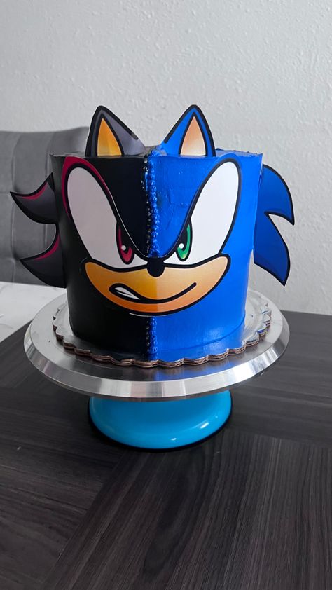 Sonic And Shadow Cake, Sonic Shadow Cake, Shadow Cake, Pastel Sonic, Sonic Cakes, Birthday Cale, Sonic Birthday Cake, Sonic Cake, Sonic Birthday