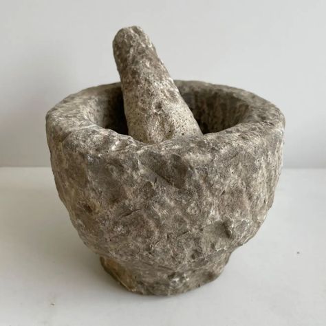 Stone Mortar, Antlers Decor, Terracotta Bowl, Antiquing Glaze, Stone Bowl, Antique Stone, Hand Forged Iron, Cast Stone, Household Chores