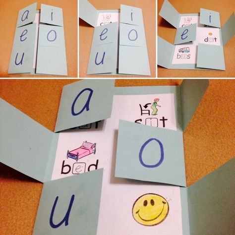 Short Vowel Crafts, Vowels Craft, Flip Books Diy, Nursery 2023, English Models, Short A Activities, Cvc Games, U Craft, Esl Ideas