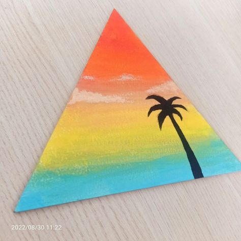 #Canvas #painting #triangle #scenery Triangle Canvas Painting Ideas Aesthetic, Triangle Painting Ideas, Triangle Canvas Painting Ideas, Triangle Canvas Painting, Triangle Painting, Triangle Drawing, Monochromatic Painting, Triangle Canvas, Body Type Drawing