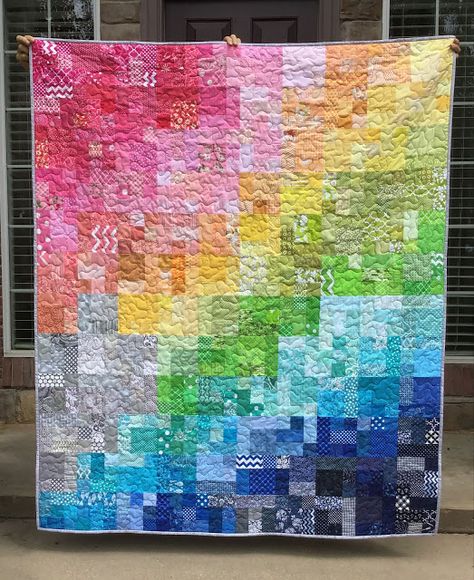 Color Wash Quilts, Colour Wash Quilts, Quilts Using Ombre Fabric, Hst Scrap Quilt, Scrap Vortex Quilt, Colorwash Quilts, Rainbow Bargello Quilt, Scrap Blocks, Scraps Quilt