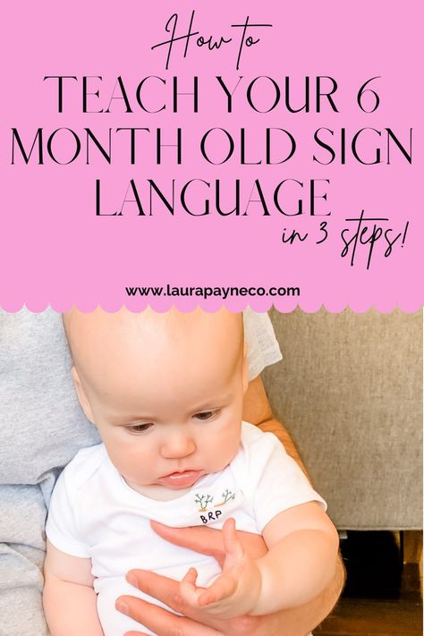 Save this for easy reference! Learn how to teach your 6 month old baby ASL signs to lessen frustrations, increase early communication, and bond with one another! Your baby will benefit from sign language vocabulary using functional language during consistent routines and praise when their first signs appear. Learn why functional ASL signs are important and which routines you should use baby ASL with your 6 month old. Find the best baby sign language resources to use with your baby for success! Sign Language Baby, Baby Asl, Functional Language, Baby Storytime, Simple Sign Language, Language Development Activities, Baby Language, Teaching Babies, Language Functions