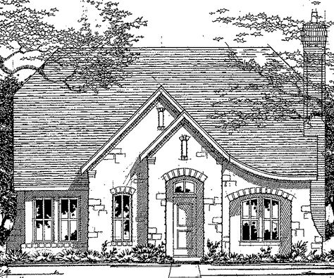 European Exterior, Tudor Cottage, Elevation Plan, Storybook Homes, European Cottage, Cottage Floor Plans, European House Plans, European House Plan, Vintage House Plans