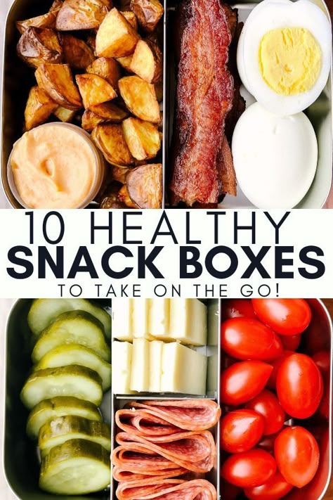 Adult Snack Boxes, Protein Snack Boxes, Portable Snack Ideas, Protein Boxes, Healthy Portable Snacks, Snack Box Ideas, Fitness Snacks, Protein Box, Adult Lunchables