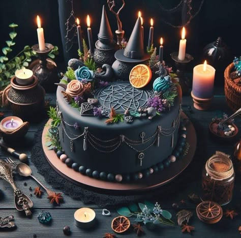 Witchy Themed Birthday Party, Practical Magic Cake, Witchy Baking, Witchcraft Party, Witchy Birthday Cake, Witchy Birthday Party, Halloween Meringue, Glamorous Wedding Cakes, Witch Cake