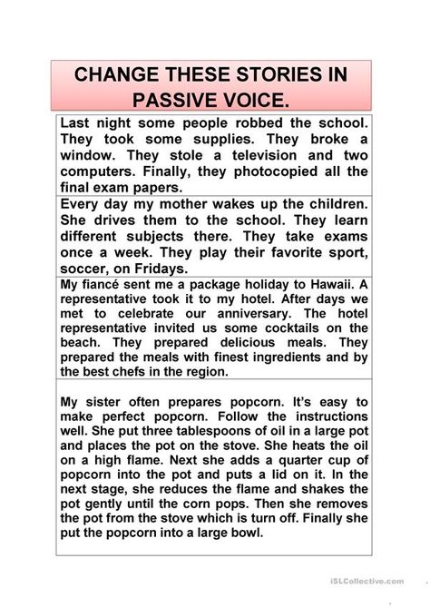 Voice Grammar, Active And Passive Voice, Passive Voice, Active Voice, Nouns Worksheet, English Grammar Worksheets, English Writing Skills, English Reading, Grammar Lessons