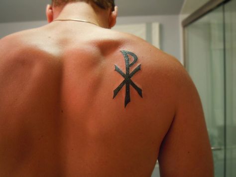 Chi Rho Chi Ro Tattoo, Chi Rho Tattoo, Men Symbol, Deer Tattoo Designs, Catholic Tattoos, Biblical Tattoos, Bible Tattoos, Le Tattoo, Tattoo Catalog