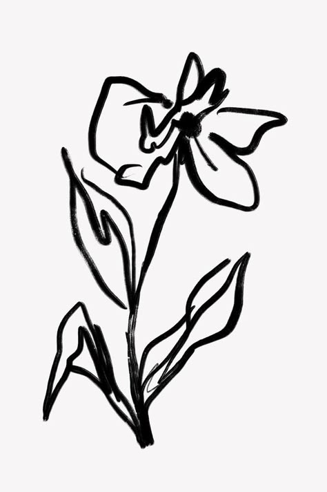 Botanical Ink Illustration, Handrawn Flower, Flower Scribble, Brush Aesthetic, Botanical Illustration Black And White, Abstract Flower Tattoos, Aesthetic Line Art, Graffiti Flowers, Ink Flowers